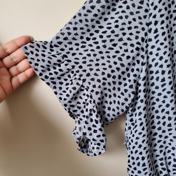 Perfectly Priscilla Blue Dot Tiered Dress 2X Flowy Swingy Casual Hippie NEW - Picture 2 of 10